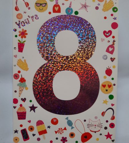 Age 8 Birthday Card Female - 8th birthday card