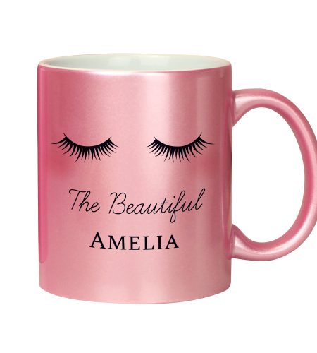 Personalised Eyelashes Pink Glitter Mug - Image 3