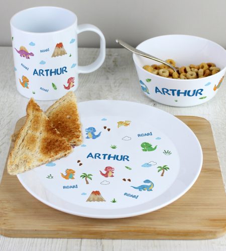 Personalised Dinosaur Plastic Breakfast Set