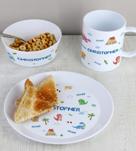 Personalised Dinosaur Plastic Breakfast Set - Image 2