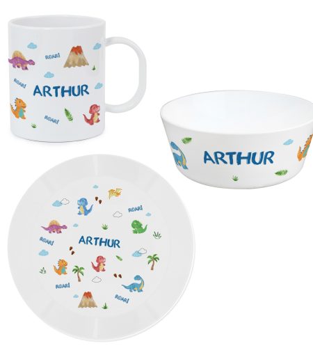 Personalised Dinosaur Plastic Breakfast Set - Image 3