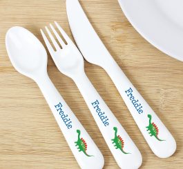 Personalised Dinosaur 3 Piece Plastic Cutlery