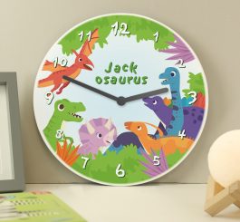 Personalised Dinosaur Wooden Childrens Clock