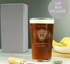 Personalised Age Crest Pint Glass