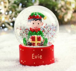 Personalised Name Only Elf Glitter Snow Globe
