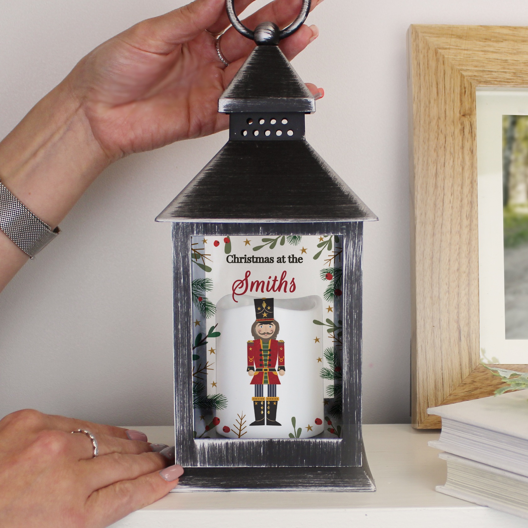 Personalised Christmas Nutcracker Black Lantern - Image 2