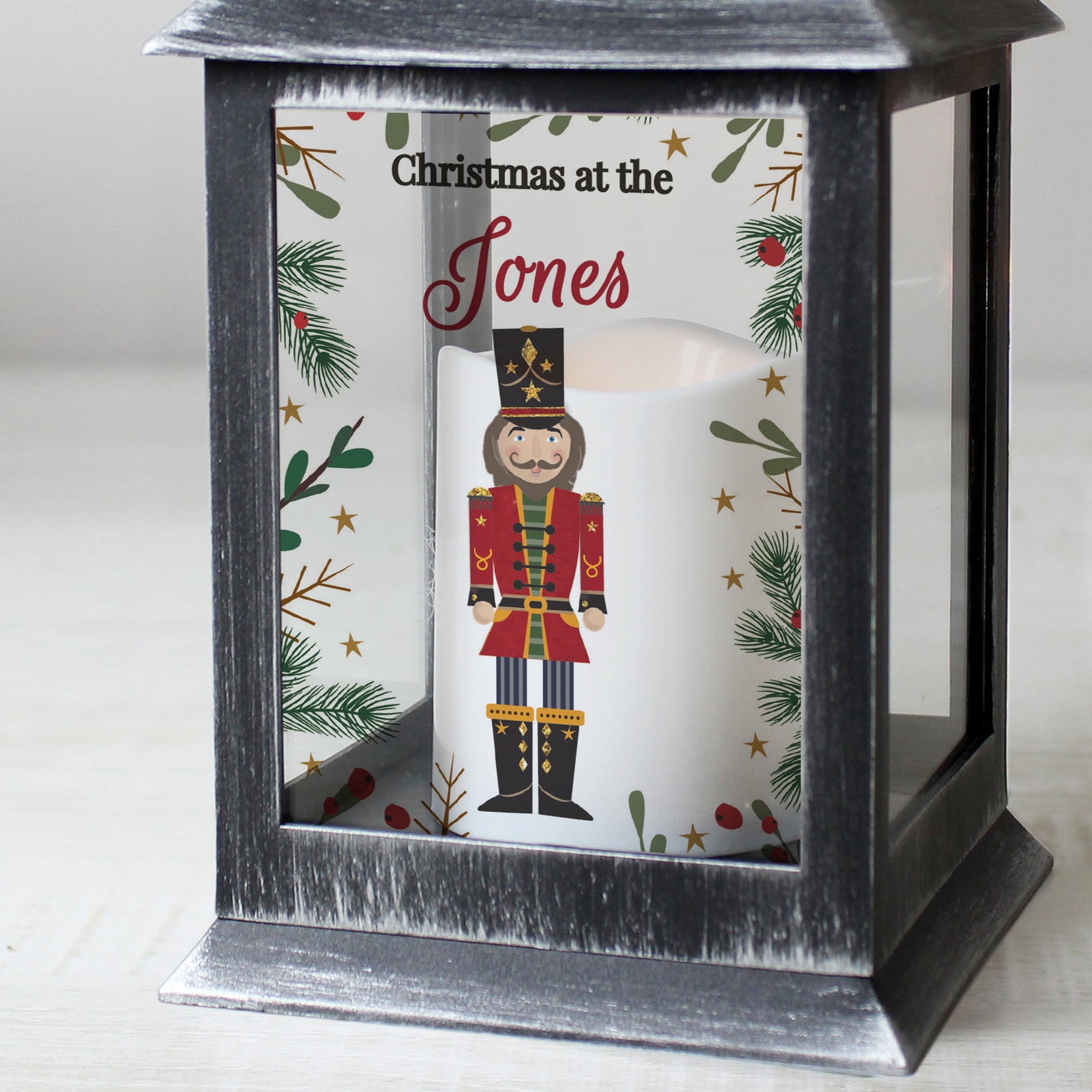 Personalised Christmas Nutcracker Black Lantern - Image 3