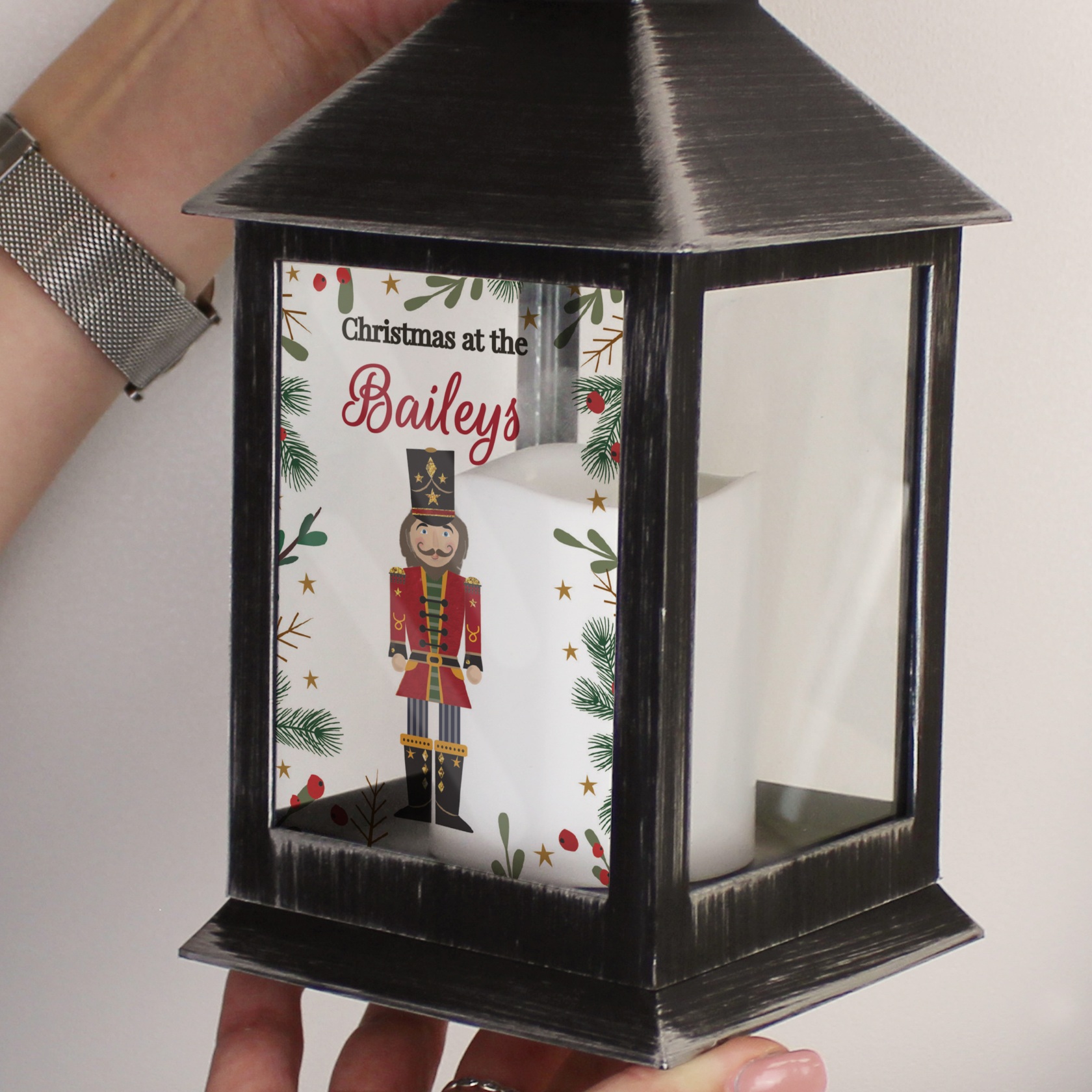 Personalised Christmas Nutcracker Black Lantern - Image 4