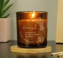 Personalised Birthday Amber Glass Candle