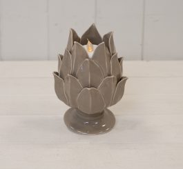 Taupe Glazed Artichoke Candle Holder