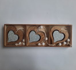 Small Wooden Hanging Hearts Shabby Chic Rustic Ornaments Blue Decorations Home